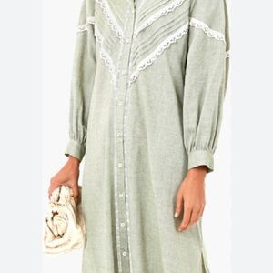 Tuckernuck Pomander Place Sage classic dress with Ivory Lace